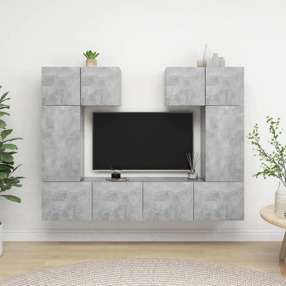 Vidaxl 6-dielna súprava TV skriniek betónová sivá drevotrieska